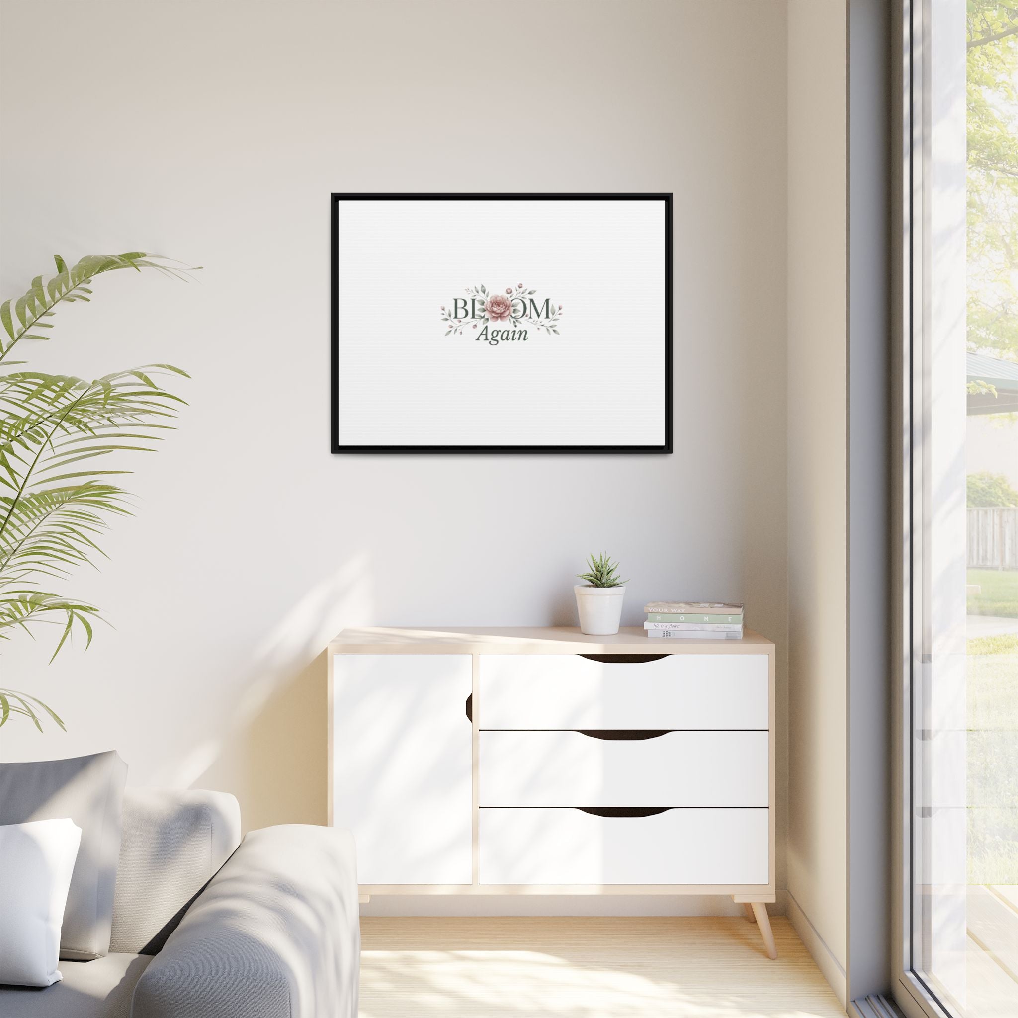 Bless Me Again Floral Matte Canvas Print, Framed Wall Art
