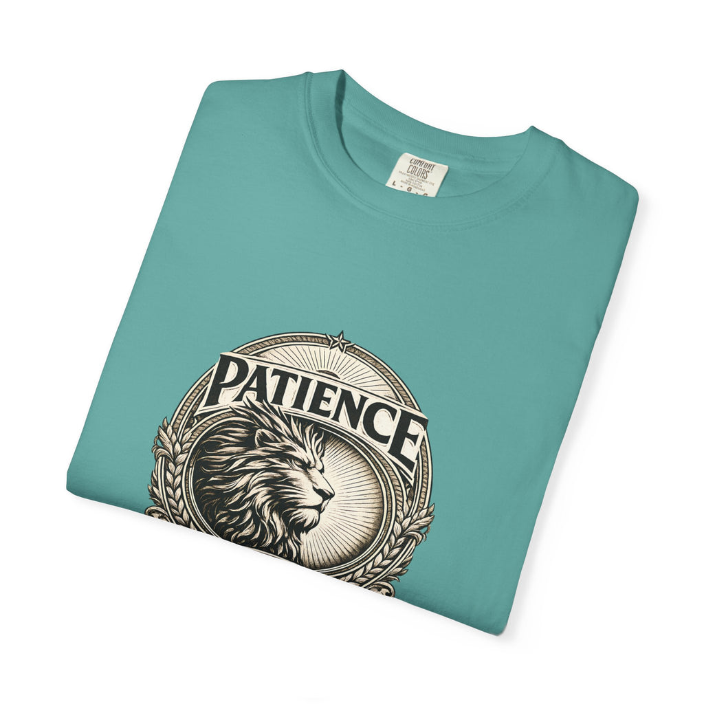 Patience Is Power Lion T-Shirt — Inspirational Vintage Crest Tee