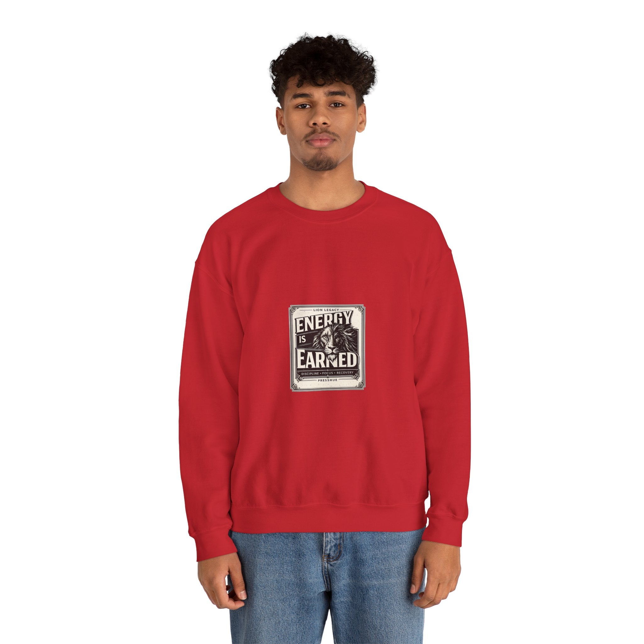 Crewneck Sweatshirt — "Energy Is Earned" Retro Motivational Design