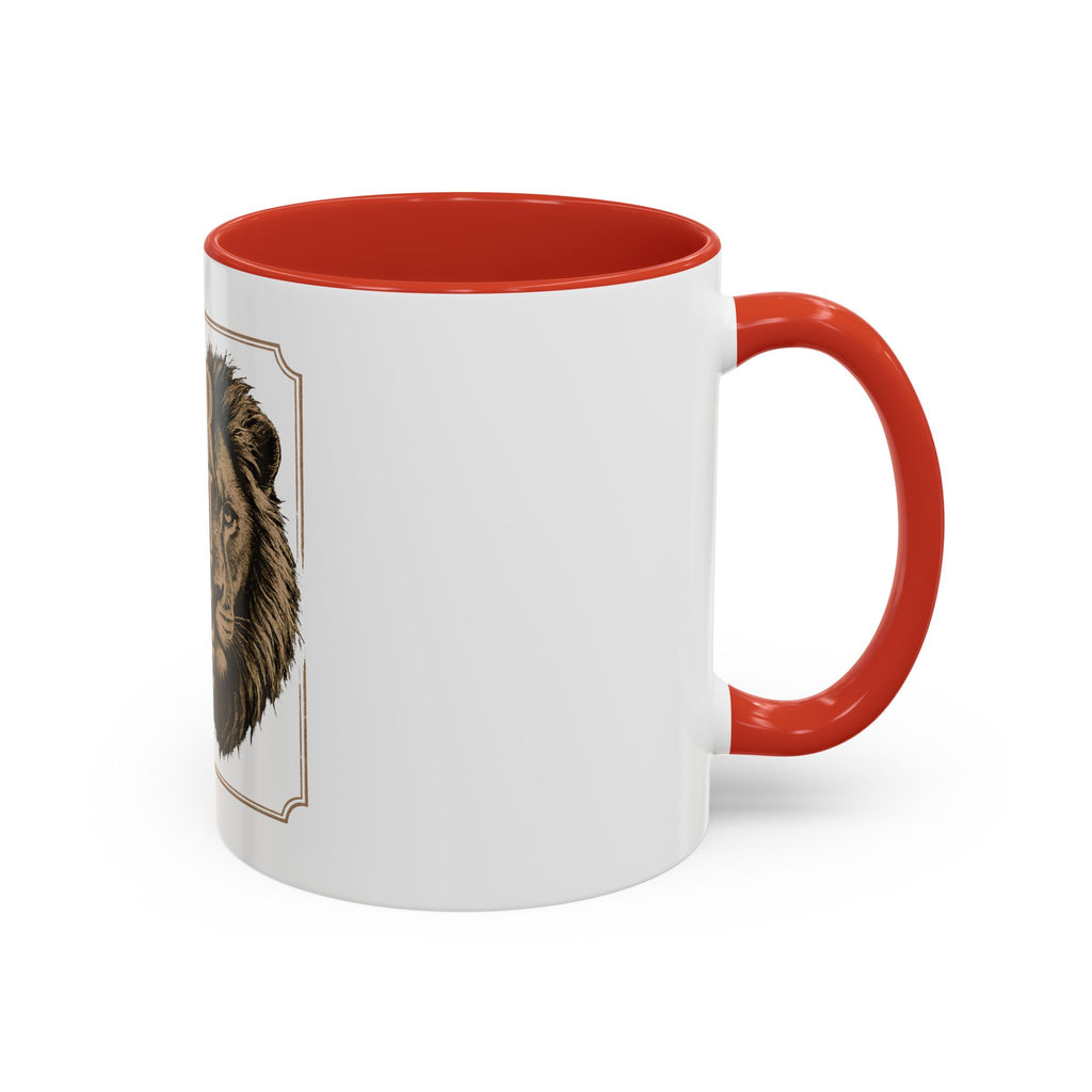 Lion 'Power Doesn't Prove Itself' Accent Coffee Mug — Motivational Animal Quote