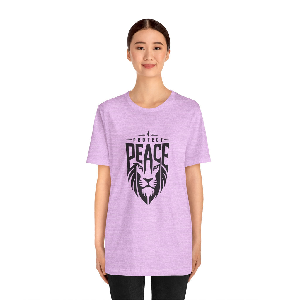 Protect Peace Lion T-Shirt — Graphic Tee with Lion Shield Design