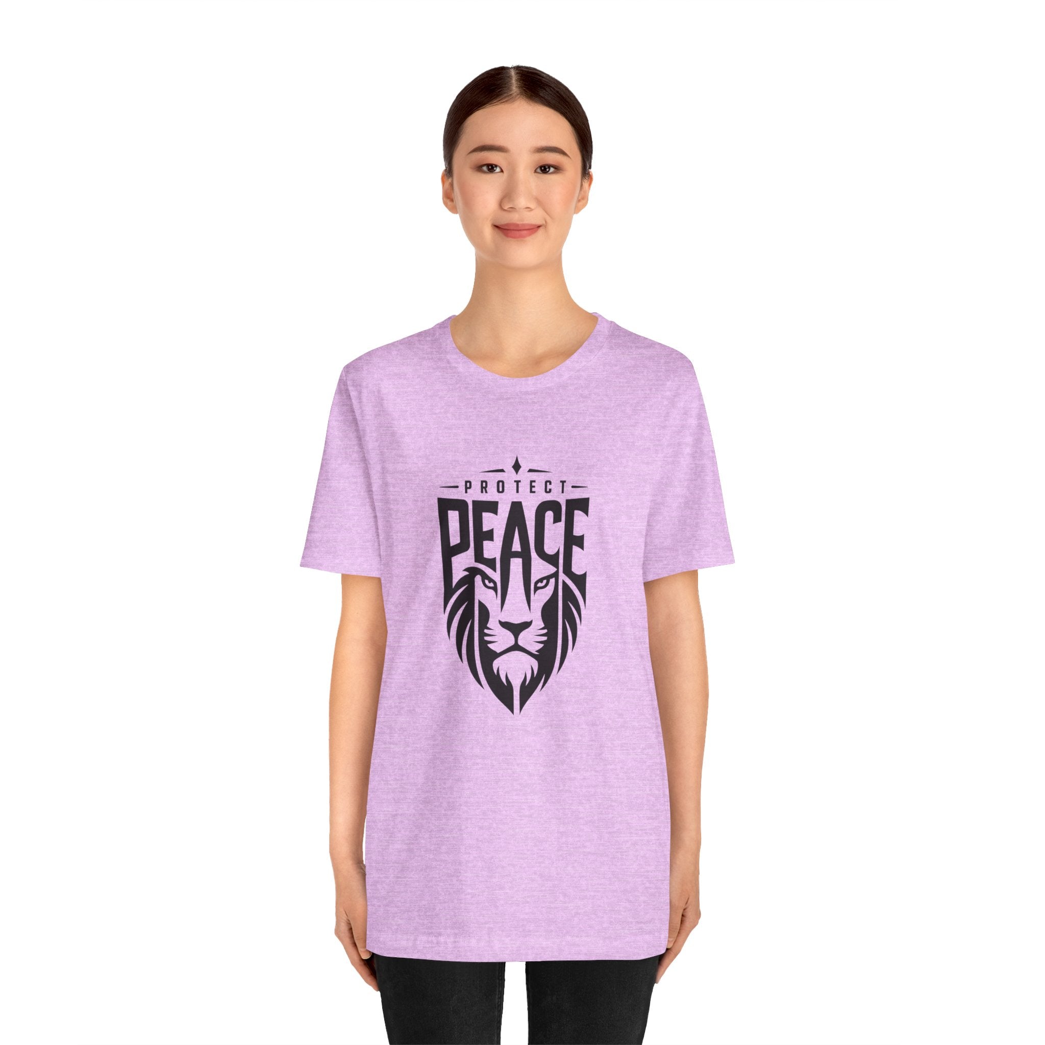 Protect Peace Lion T-Shirt — Graphic Tee with Lion Shield Design