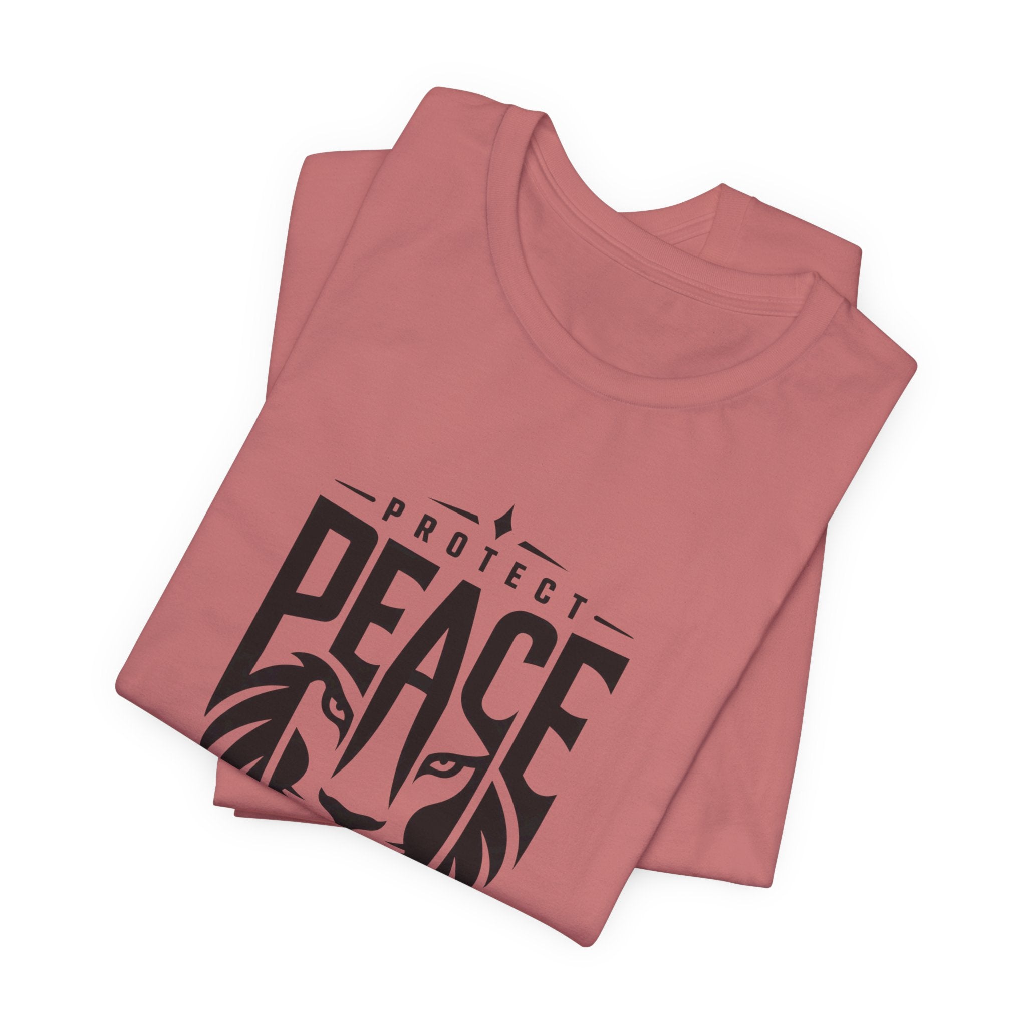 Protect Peace Lion T-Shirt — Graphic Tee with Lion Shield Design