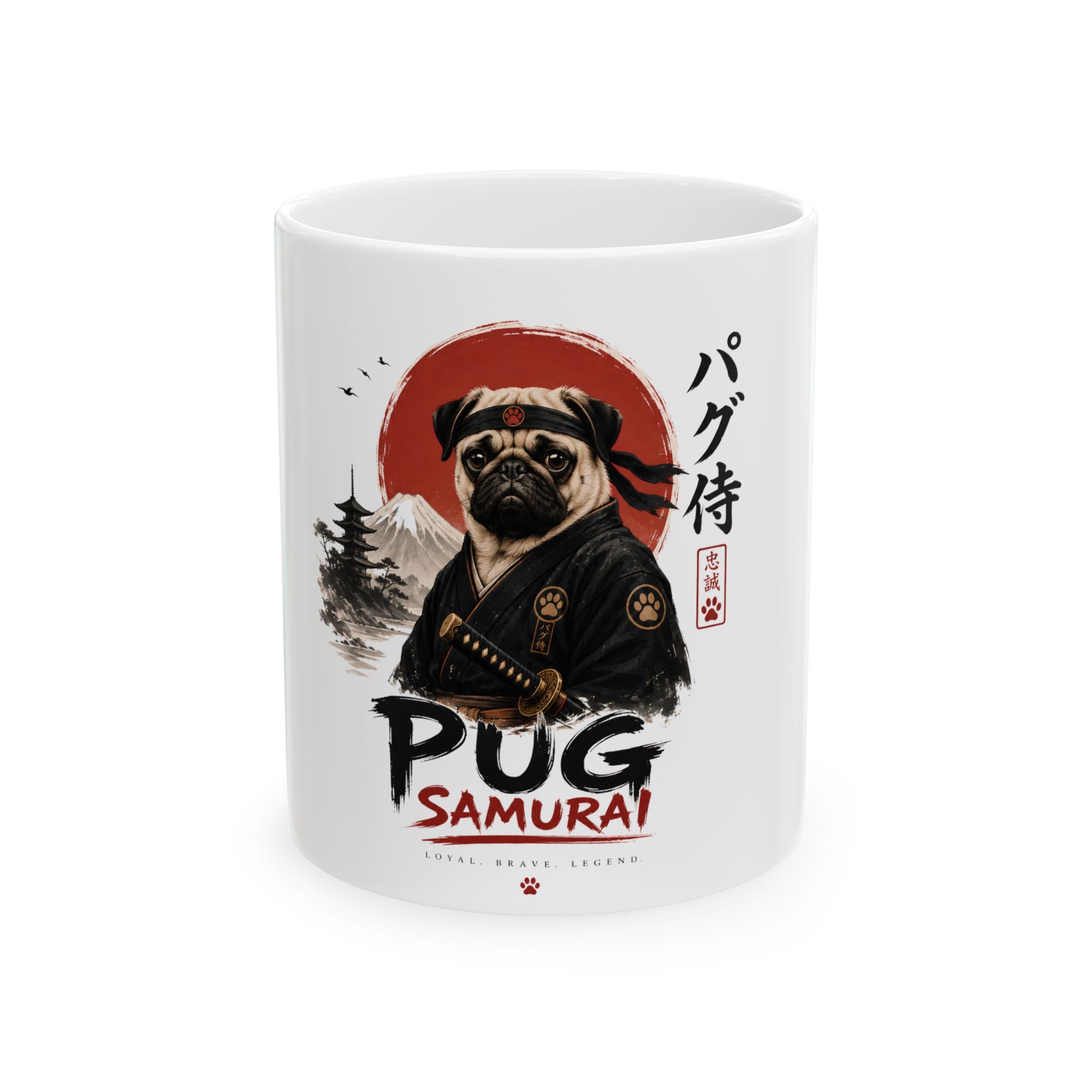 Pug Samurai Mug – Cute Pug Samurai Ceramic Coffee Tea Mug (11oz & 15oz)