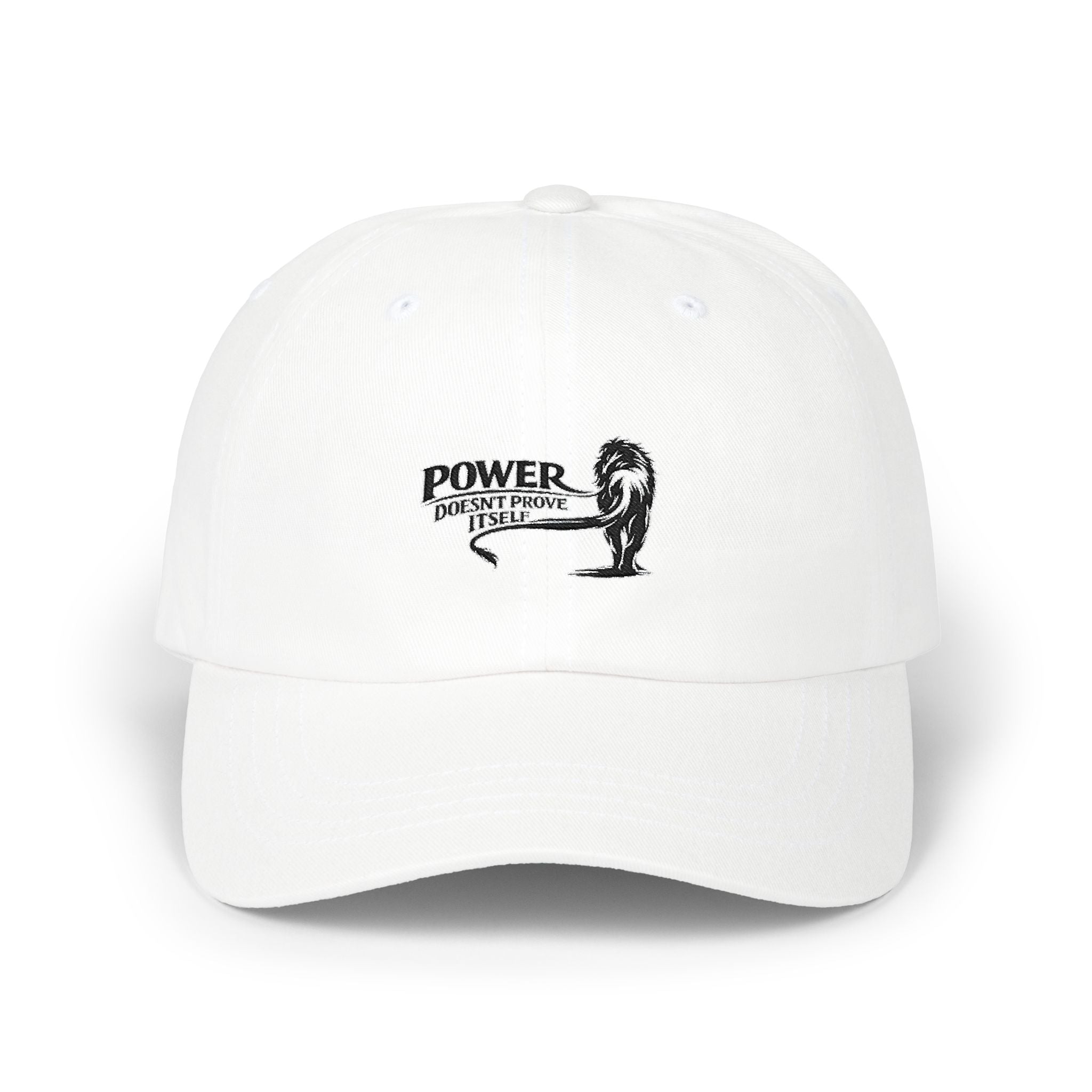Dad Cap — 'Power Doesn't Prove Strength' Lion Embroidered Hat