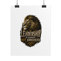 leadership-is-earned-not-announced-premium-lion-poster