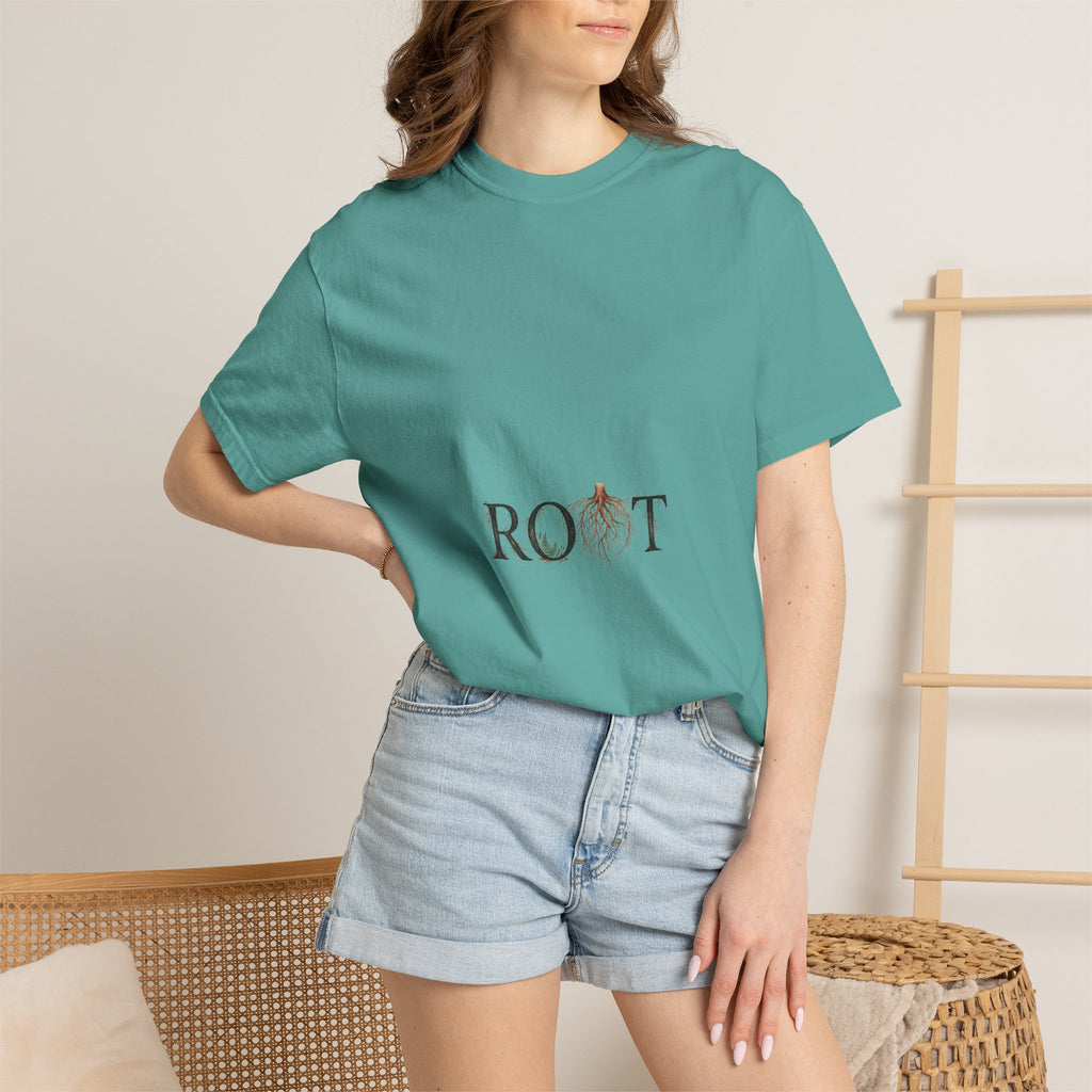 Root Floral Graphic T-Shirt — 'ROOT' Botanical Typography Tee